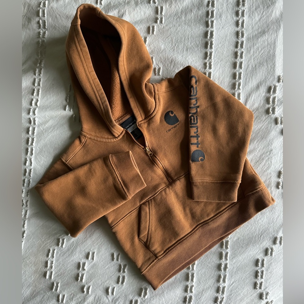 Carhartt half zip toddler sweatshirt hoodie, size 3T in carhartt brown